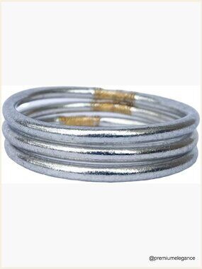 3-Piece Stackable Bangle Set Waterproof Flexible Bracelets